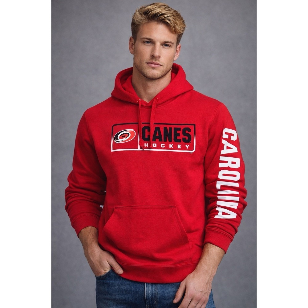 Fanatics Carolina Hurricanes Red Fleece Hoodie Sweatshirt NHL Hockey Size M NWOT